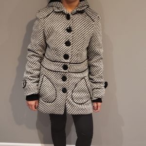Wool coat eve Gravel Black and white
